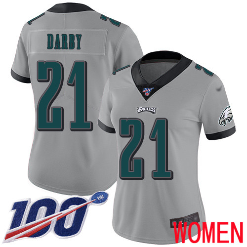 Women Philadelphia Eagles #21 Ronald Darby Limited Silver Inverted Legend NFL Jersey 100th Season Football->women nfl jersey->Women Jersey